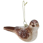 Northlight - 4.5" Snowy Glitter Sparrow Glass Bird Christmas Ornament - From the Country Tweed Collection This sweet sparrow is looking for the perfect spot to wait out a snow storm