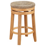 OSP Home Furnishings - 2-Pack 26" Swivel Counter Stool, Natural Woodgrain Frame - Complete a contemporary BoHo or Farmhouse style kitchen with our 26" swivel stools sold as a pair. Easy-going seagrass woven seat and solid wood frame in a natural woodgrain finish set the stage for relaxed, casual dining at any counter or kitchen island.  Smooth swivel motion and circular footrest ensure comfortable eating and conversation. Simple assembly.