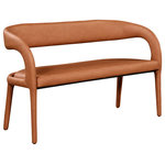 Meridian Furniture - Sylvester Faux Leather Bench, Cognac - Modernize your home with this Sylvester cognac vegan leather bench. Featuring soft and durable cognac vegan leather upholstery, this bench offers you a comfortable and long-lasting place to sit while you dine. It's fully upholstered, giving it a solid look that is ideal for any contemporary home. Its rounded back provides upper back support, while its semi-open design makes a fashionable decorative statement that is sure to catch the eyes of anyone who joins you for dinner.