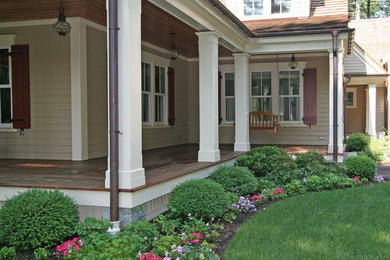 This is an example of a country front yard shaded garden for summer in Other.