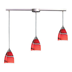 Elk Lighting - Pierra 3-Light Pendant, Satin Nickel and Candy Glass - Pendant Lighting