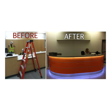 Before and After Installing and Assembling Reception Desk