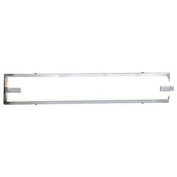Sequoia, 37" Wall & Vanity, Fluorescent, Brushed Steel Finish With Acrylic Shade