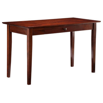 Leo & Lacey Mid-Century Solid Wood Writing Desk with Storage Drawer in Walnut