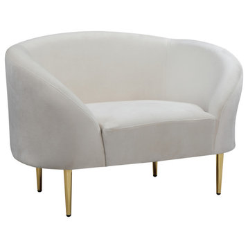 Ritz Velvet Upholstered Chair, Cream