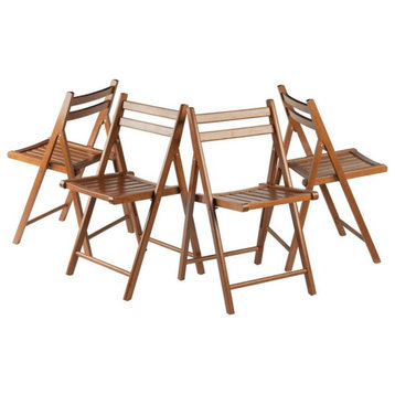 Winsome Robin Transitional Solid Wood Folding Chair in Teak (Set of 4)