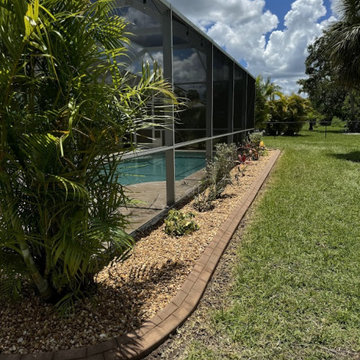 Tan River Rock & Concrete Curbing