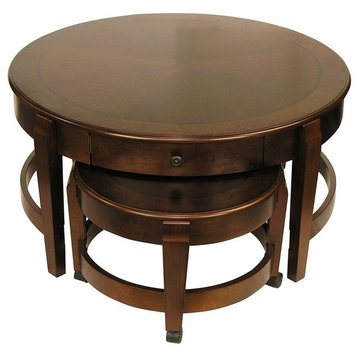 Traditional Nesting Coffee Table Set With Handy Drawer for Additional Storage