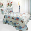 Wave Point of Stars 3PC Vermicelli-Quilted Printed Quilt Set Full/Queen Size