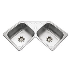 Houzer - Houzer LCR-3221-1 Legend Series Topmount Stainless Steel 4-hole Corner Bowl Kitc - Kitchen Sinks