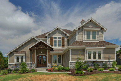 Inspiration for a coastal exterior home remodel in Kansas City