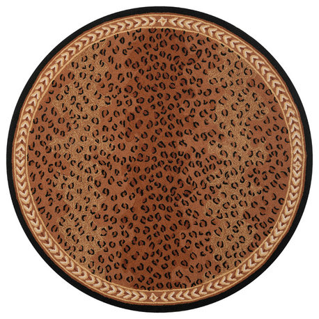 Safavieh Chelsea Collection HK15 Rug, Black/Brown, 5'6" Round