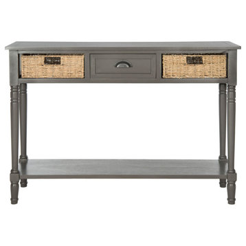 Ronnie Wicker Console Table With Storage Grey
