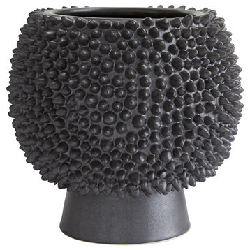 Daria Vase, Matte Black Ceramic, 10"W (7830 3JTUG)
