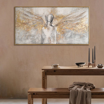 Framed big art canvas for living room "The glow of an angel"