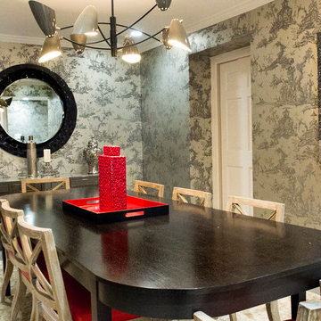 Black, red and silver dining room