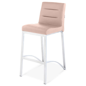 Lynx Counter Height Contemporary Stool With Metal Base, Taupe