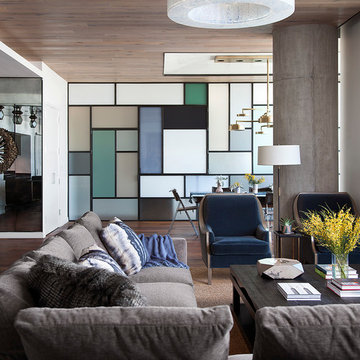 W Penthouse Living Room with Mondrian Steel and Glass Wall