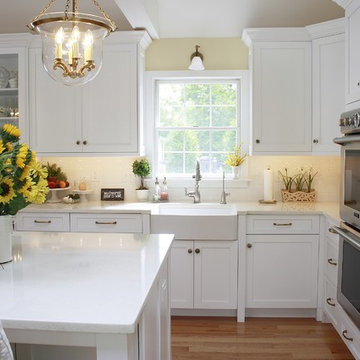 White Compac Perlino Quartz Kitchen