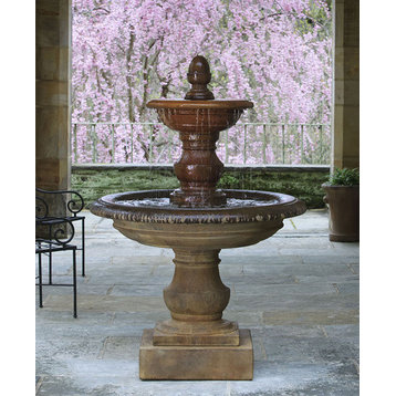 San Pietro Garden Water Fountain, Aged Limestone