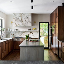 Marble Stone & Walnut Wood Kitchen
