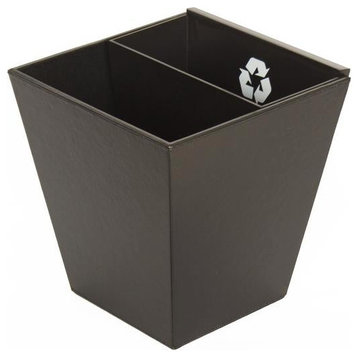 Dual Waste and Recycle Bin, Black Leatherette