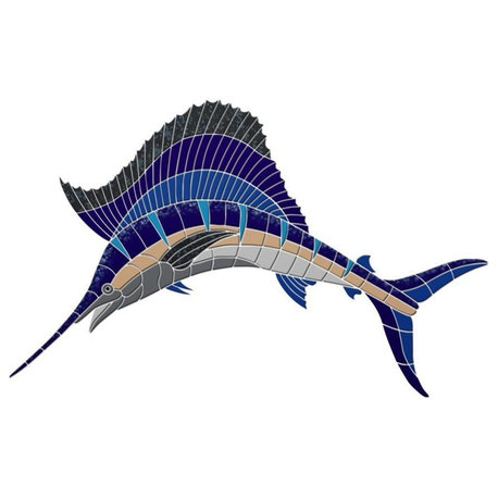 Sailfish 1 Ceramic Swimming Pool Mosaic 36"x22"