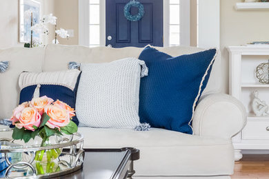 Example of a trendy living room design in Providence