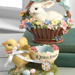 Chick and Bunny in Basket - Holiday Accents And Figurines