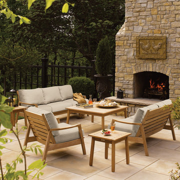 Siena 6-Piece Chat Set - Shorea Natural Side Rails - Camel Cushions