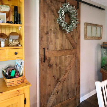 Cream Kitchen with Rushbrooke Eternia Quartz and Barn Doors