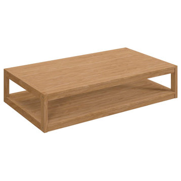 Modway Carlsbad Teak Wood Outdoor Patio Coffee Table in Natural