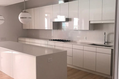 Example of a minimalist kitchen design in New York
