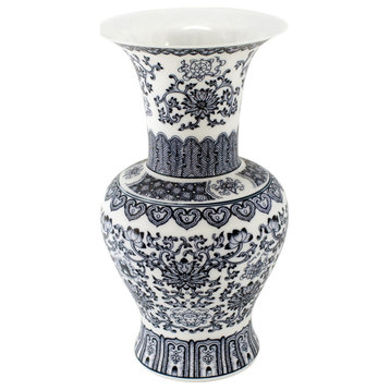 Blue & White Twisted Lotus Baluster Vase