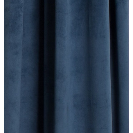 Milan Lapis Blue, Luxurious Velvet, Grommet Drapery Panel, 50" W X 95" Length