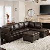 GDF Studio 3-Piece Welsh Brown PU Leather Sectional Set
