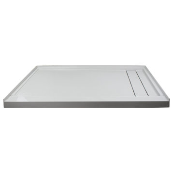 Transolid Linear 60"x30" Shower Base With Right Hand Drain, Gray