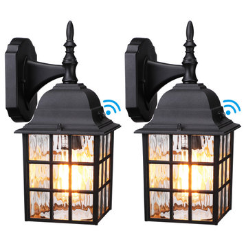 2-Pack Outdoor Dusk to Dawn Wall Lantern, Photocell Included, UL Listed, Black