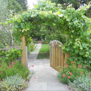 view through gate from sidewalk