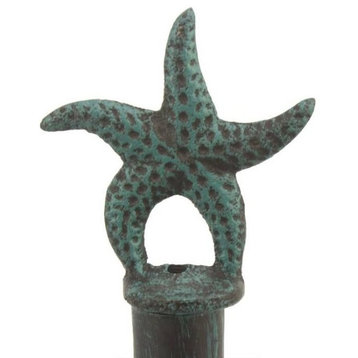 Rustic Seaworn Blue Cast Iron Starfish Extra Toilet Paper Stand 15"