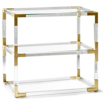 Jacques Two-Tier Side Table, Brass/Clear