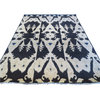 Hand-Knotted Black Ikat Vegetable Dyes Oriental Rug, 8x10