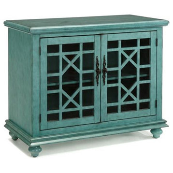 Bowery Hill Traditional Wood TV Stand for TVs up to 38" in Antique Teal Green