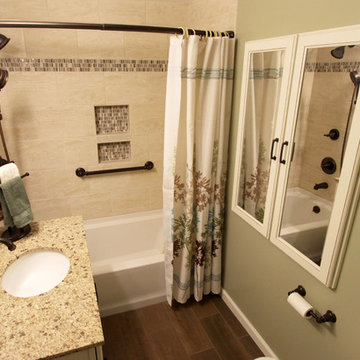 Burnt Sienna White Vanity with Granite Coutnertop and Tiled Shower ~ Akron, OH
