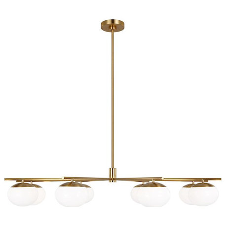 ED Ellen DeGeneres Lune 8 Light 49" Chandelier, Brass/Milk White, EC1258BBS