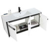 Oakville Wall Mount Bathroom Vanity, White Matte, 48", Black Hardware