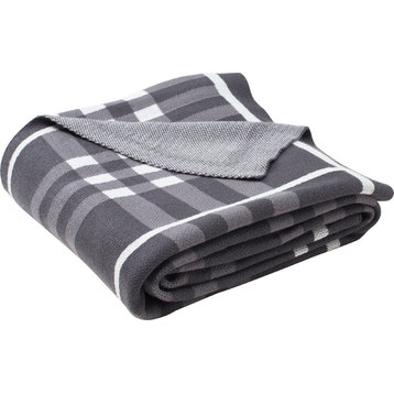 Unity Gingham Knit Throw - Gray