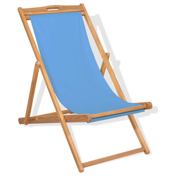 Vidaxl Deck Chair Teak 22.1"x41.3"x37.8" Blue
