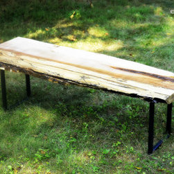 Industrial Rustic Live Edge Bench - Indoor Benches