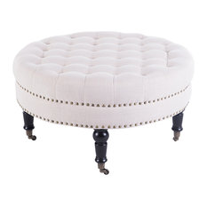 50 Most Por Ottomans And Footstools For 2018 Houzz Belleze Round Tufted Linen Ottoman With Caster 33 Beige Footstools And